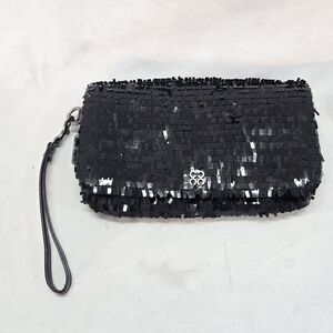 COACH Occasion Collection Sequin Large Clutch 44460 Black Foldover Evening Bag